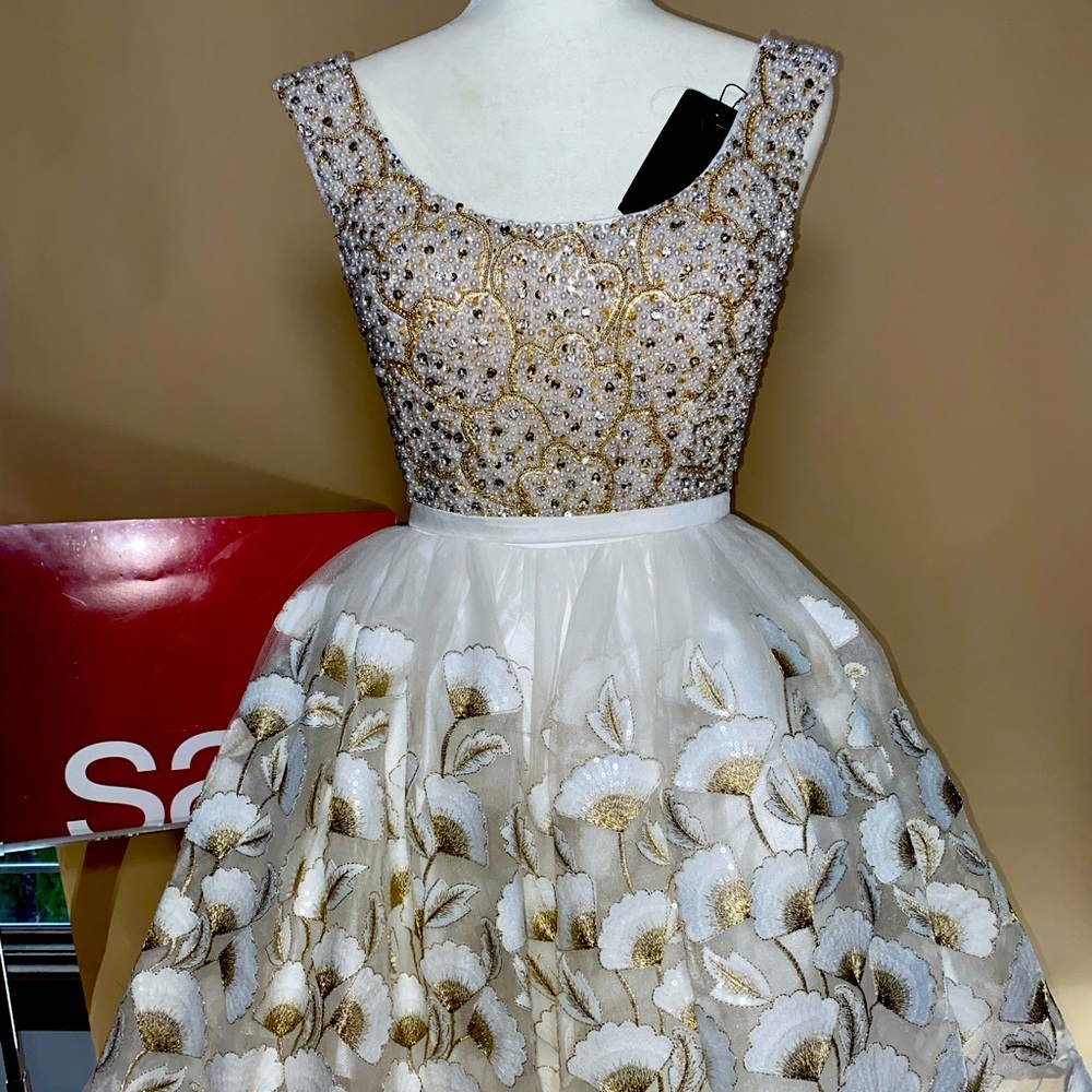 Mac Duggal fit and flare dress